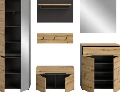 Garderobe CANU edles Basaltgrau Nachbildung Eiche Artisan Nachbildung B/H/T: ca. 255x190x37 cm