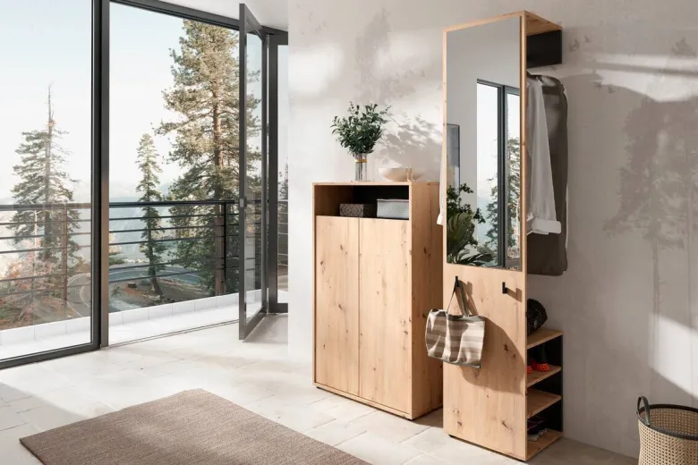 Garderobe Lyon Eiche Artisan Nachbildung schwarz B/H/T: ca. 70x115x33,5 cm