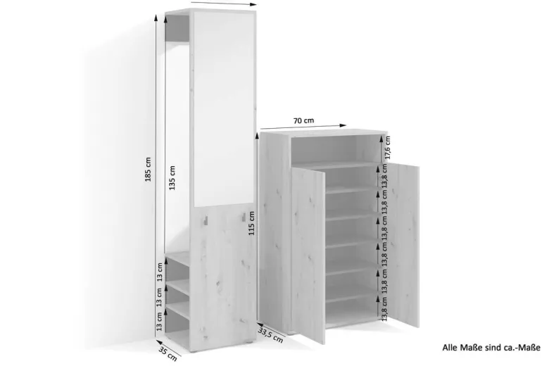 Garderobe Lyon Eiche Artisan Nachbildung schwarz B/H/T: ca. 70x115x33,5 cm