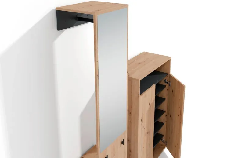 Garderobe Lyon Eiche Artisan Nachbildung schwarz B/H/T: ca. 70x115x33,5 cm