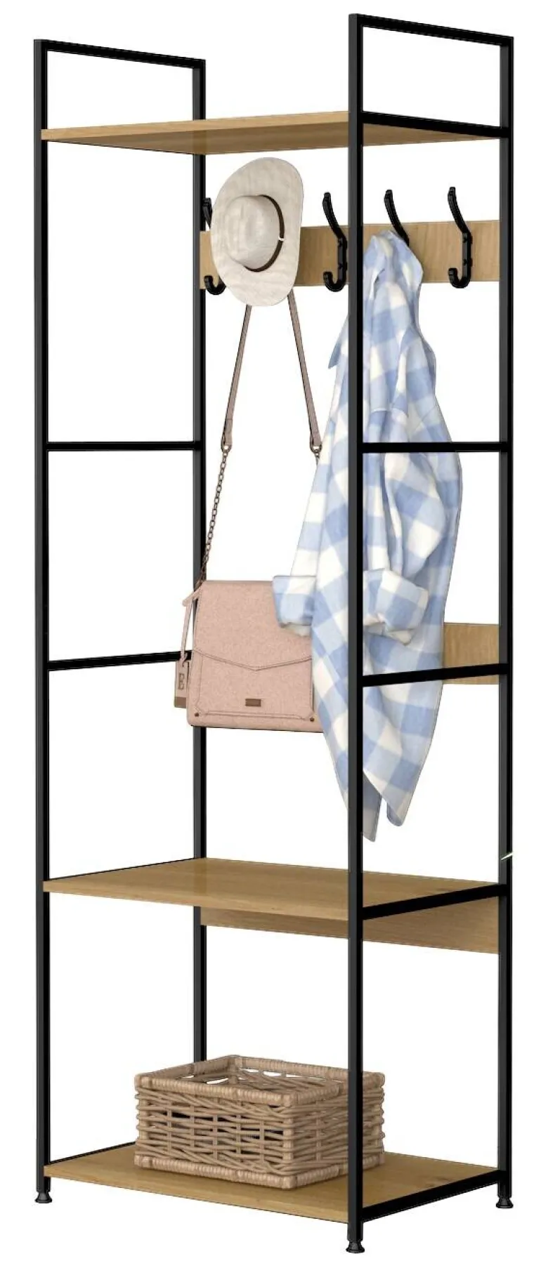 Garderobe Nico Eiche Artisan Nachbildung schwarz B/H/T: ca. 60x175x40 cm