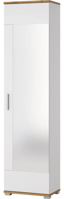 Garderobenschrank Hola Eiche Wotan Nachbildung weiß Hochglanz B/H/T: ca. 50x199x34 cm