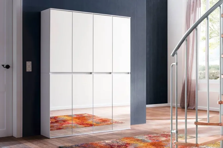Garderobenschrank Mirror weiß B/H/T: ca. 148x191x34 cm