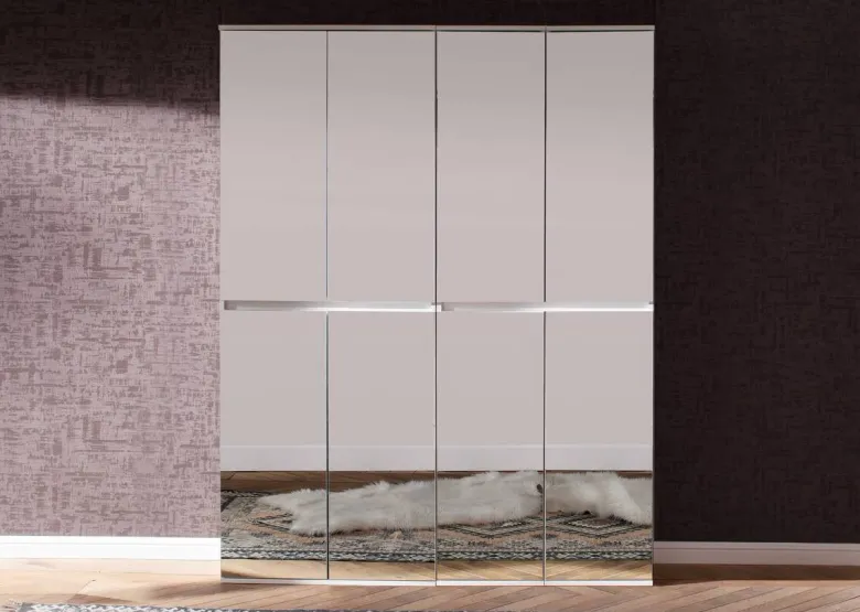 Garderobenschrank Mirror weiß B/H/T: ca. 148x191x34 cm