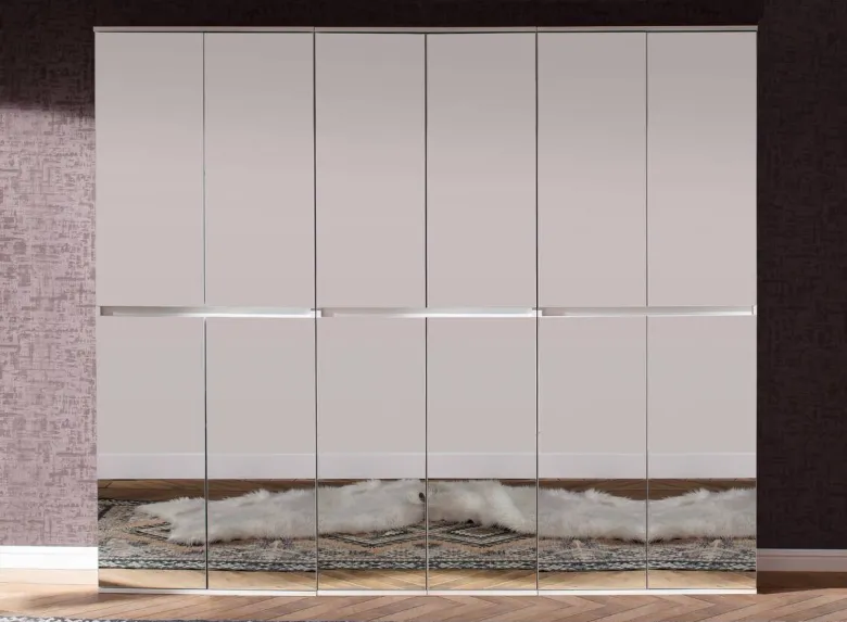 Garderobenschrank Mirror weiß B/H/T: ca. 222x191x34 cm