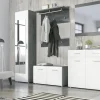 Garderobenschrank Salve Rauchsilber Nachbildung weiß Hochglanz B/H/T: ca. 50x198x35 cm