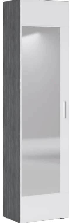 Garderobenschrank Salve Rauchsilber Nachbildung weiß Hochglanz B/H/T: ca. 50x198x35 cm