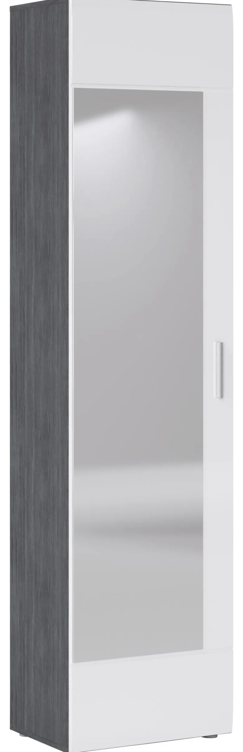 Garderobenschrank Salve Rauchsilber Nachbildung weiß Hochglanz B/H/T: ca. 50x198x35 cm