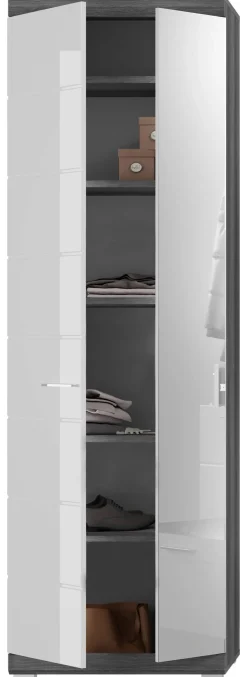Garderobenschrank SCOUT Rauchsilber Nachbildung weiß Hochglanz B/H/T: ca. 62x197x37 cm