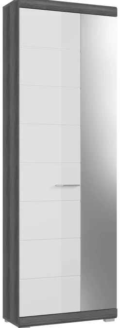 Garderobenschrank SCOUT Rauchsilber Nachbildung weiß Hochglanz B/H/T: ca. 62x197x37 cm
