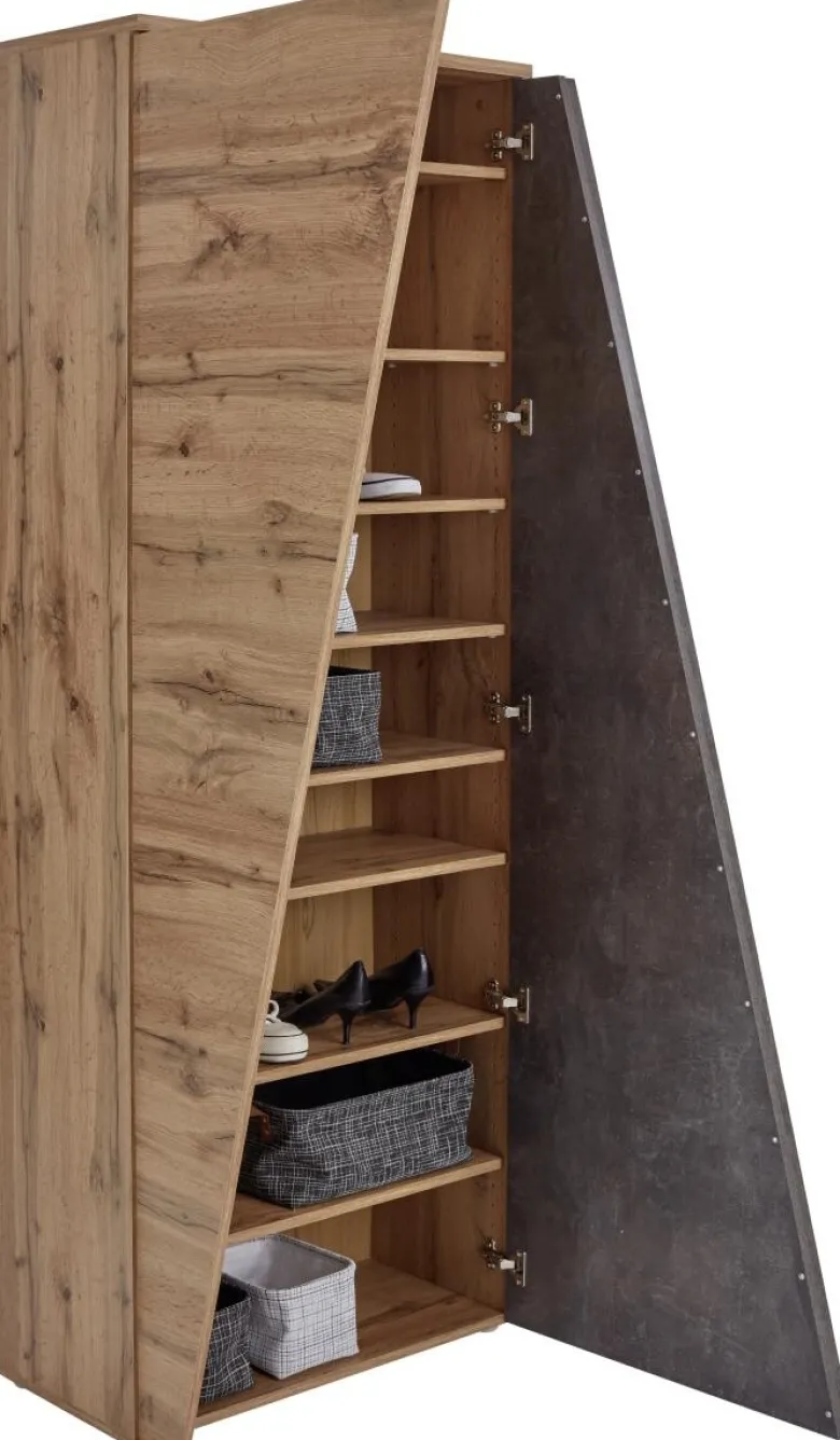 Garderobenschrank Venedig Eiche Wotan Nachbildung Beton dunkel Optik B/H/T: ca. 70x196x36 cm