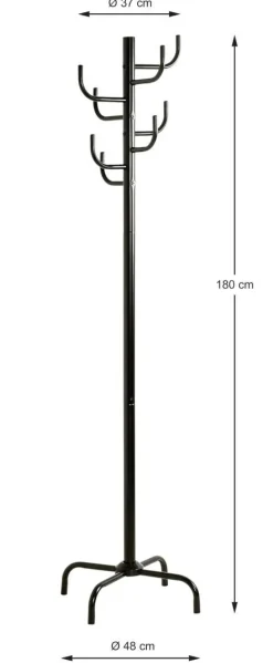 Garderobenständer schwarz lackiert H/D: ca. 180x48 cm