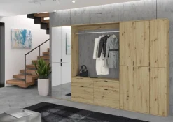 Garderobe PROJEKT Eiche Artisan Nachbildung Spiegel B/H/T: ca. 273x193x34 cm