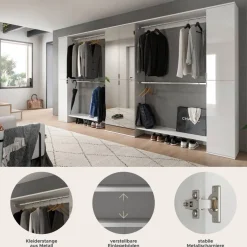 Garderobe PROJEKT X weiß weiß Hochglanz B/H/T: ca. 341x191x37 cm