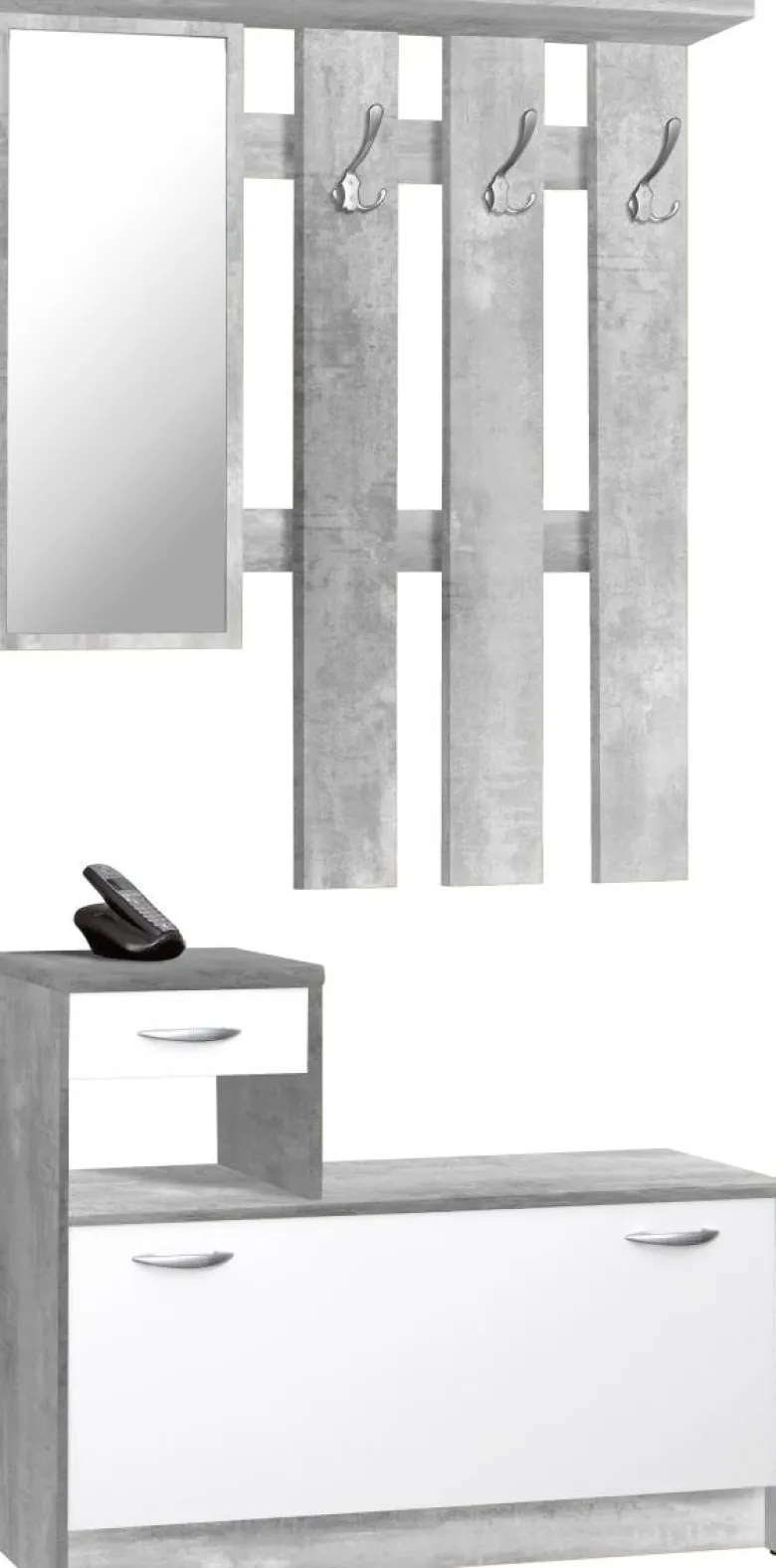 Garderobe Rudolf Beton Optik weiß B/H/T: ca. 100x180x25 cm