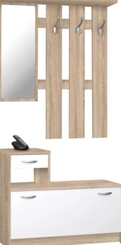 Garderobe Rudolf Eiche Sonoma Nachbildung weiß B/H/T: ca. 100x180x25 cm