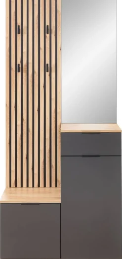 Garderobe Simple anthrazit Eiche Artisan Nachbildung B/H/T: ca. 88x195x35 cm