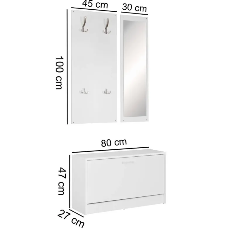 Garderobe weiß B/H/T: ca. 80x180x80 cm