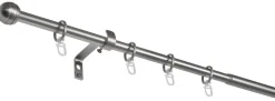 Gardinenstange Edelstahloptik Metall ausziehbar von ca. 120 bis 210 cm 1.0 Läufe