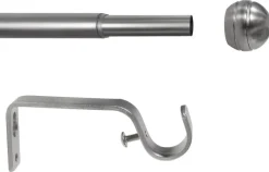 Gardinenstange Edelstahloptik Metall ausziehbar von ca. 120 bis 210 cm 1.0 Läufe