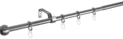 Gardinenstange Edelstahloptik Metall ausziehbar von ca. 120 bis 210 cm 1.0 Läufe