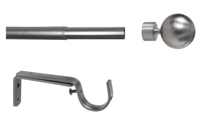 Gardinenstange Edelstahloptik Metall ausziehbar von ca. 190 bis 360 cm 1.0 Läufe