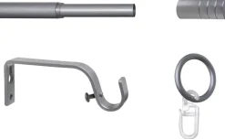 Gardinenstange silber Metall ausziehbar von ca. 120 bis 210 cm 1.0 Läufe