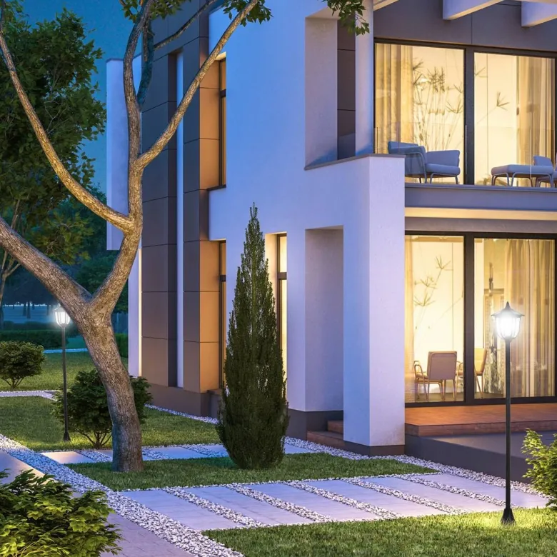 Gartenlaterne im 2er-Set schwarz Kunststoff H/D: ca. 129x18,5 cm
