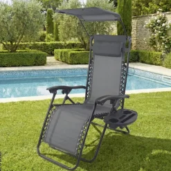 Gartenliege grau Stahl B/H/L: ca. 64x107x160 cm
