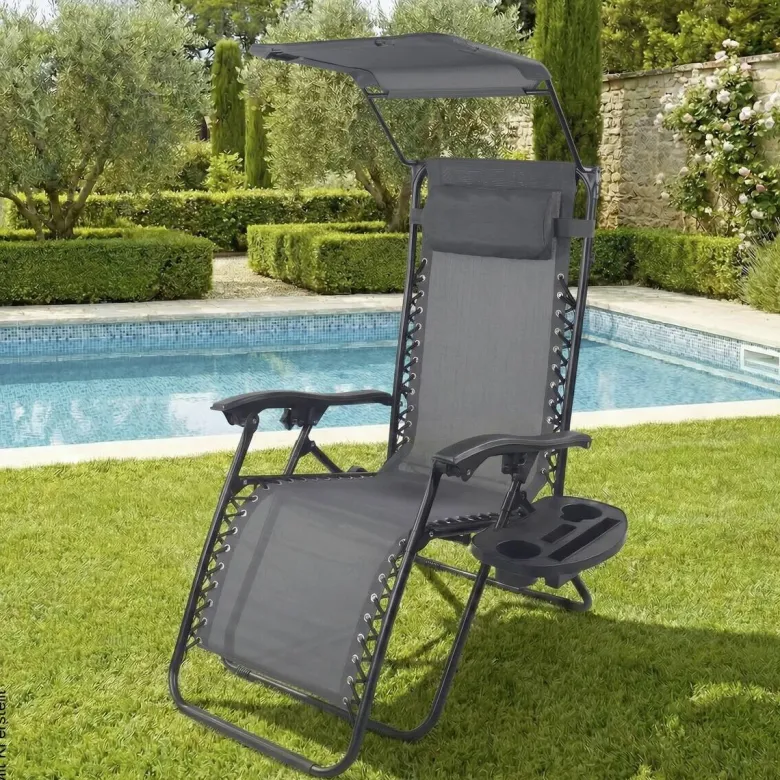 Gartenliege grau Stahl B/H/L: ca. 64x107x160 cm