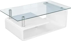 Glascouchtisch Emil glasklar weiß Hochglanz lackiert B/H/T: ca. 110x40x65 cm