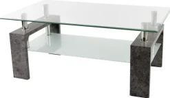 Glascouchtisch Modena glasklar Stein Optik B/H/T: ca. 100x45x60 cm