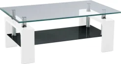 Glascouchtisch Modena glasklar weiß Hochglanz B/H/T: ca. 100x45x60 cm