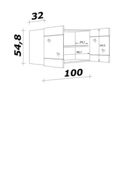 Glashängeschrank Samoa weiß Eiche Nachbildung B/H/T: ca. 100x54,8x32 cm