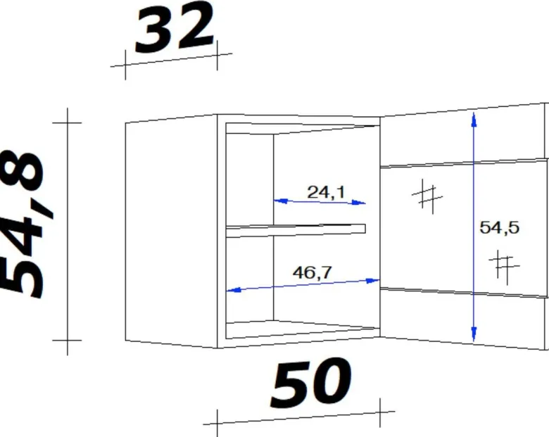 Glashängeschrank Samoa weiß Eiche Nachbildung B/H/T: ca. 50x54,8x32 cm