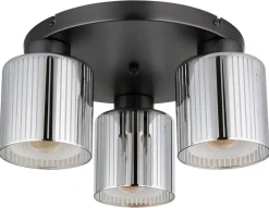 GLOBO Deckenleuchte Metall Glas H/D: ca. 17,5x34 cm E27 3 Brennstellen
