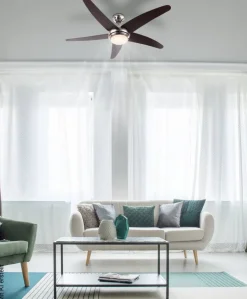 GLOBO Deckenventilator Fabiola nickel matt Opal H/D: ca. 37x132 cm max. 80 W