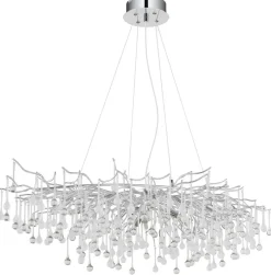 GLOBO Kronleuchter Chrom Aluminium Metall B/H/L: ca. 52x150x120 cm G9 14 Brennstellen
