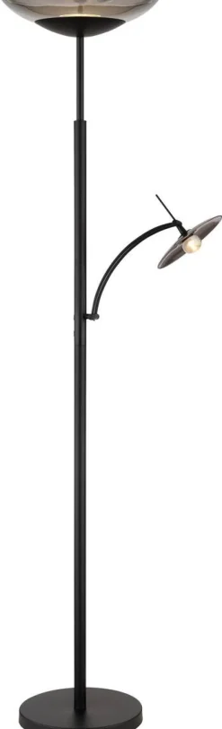 GLOBO LED-Deckenfluter Sophia schwarz Metall Glas H: ca. 180 cm