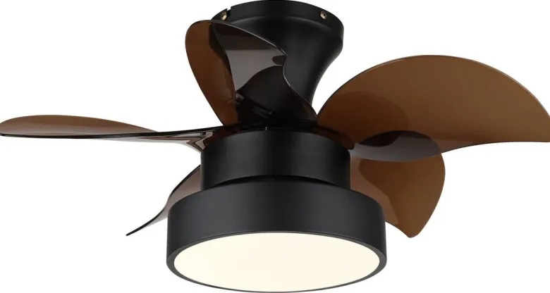 GLOBO LED-Deckenventilator schwarz braun H/D: ca. 27x58 cm max. 22 W