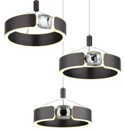 GLOBO LED-Pendelleuchte bronze Opal Metall Acryl H/L: ca. 125x44 cm
