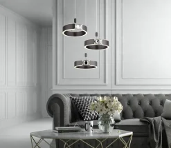 GLOBO LED-Pendelleuchte bronze Opal Metall Acryl H/L: ca. 125x44 cm