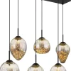 GLOBO LED-Pendelleuchte Firefly 15642-6 schwarz Metall Rauchglas B: ca. 97 cm