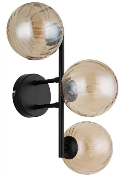 GLOBO LED-Wandleuchte amber schwarz Metall Glas B/H/T: ca. 28x25x36 cm 3 Brennstellen