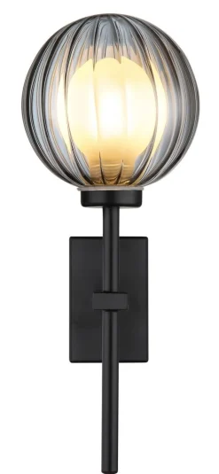 GLOBO LED-Wandleuchte schwarz Rauch Glas Metall B/H: ca. 10x26 cm 1 Brennstellen