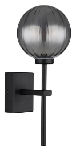 GLOBO LED-Wandleuchte schwarz Rauch Glas Metall B/H: ca. 10x26 cm 1 Brennstellen