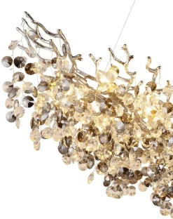 GLOBO Pendelleuchte Eleonore Chrom Metall Acryl B/L: ca. 160x100 cm E14 10 Brennstellen