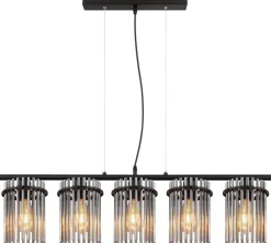 GLOBO Pendelleuchte Garley schwarz Metall B/H: ca. 90x120 cm E27 5 Brennstellen