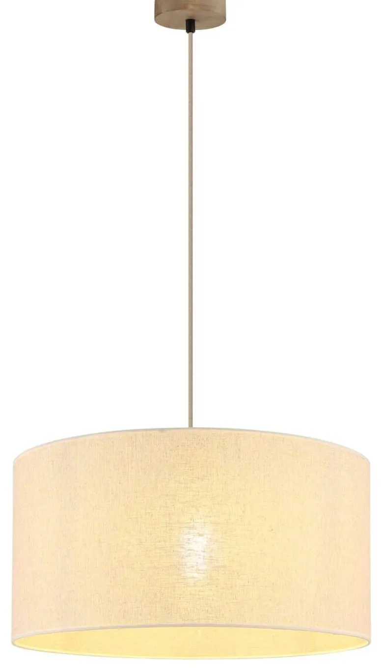 GLOBO Pendelleuchte Jule braun Leinen Holz H/D: ca. 120x50 cm E27 1 Brennstellen
