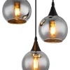 GLOBO Pendelleuchte Nika schwarz Glas Metall E27 3 Brennstellen